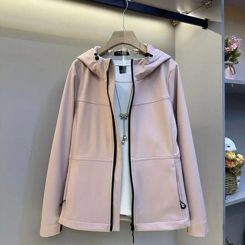 胖妹妹连帽拉链兜长袖外套