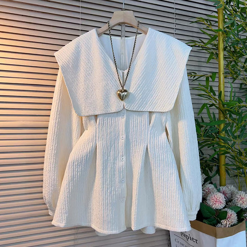 披肩领长袖收腰上衣外套