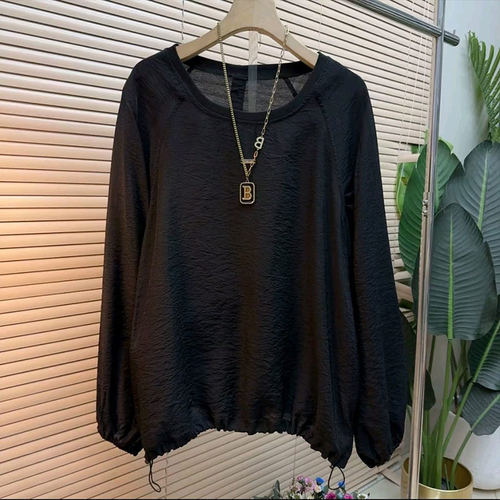 大码女装圆领长袖小衫