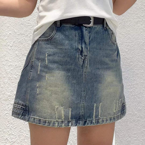 大码女装斜压线牛仔短裙
