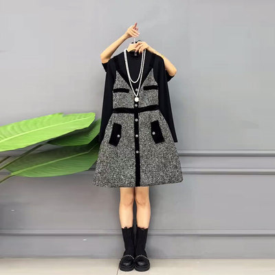 立领长袖打底衫（两件套）吊带裙