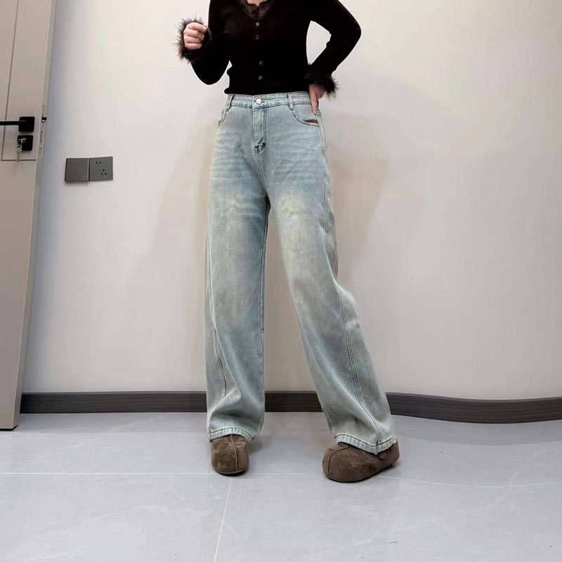 大码女装后腰松紧阔腿长裤