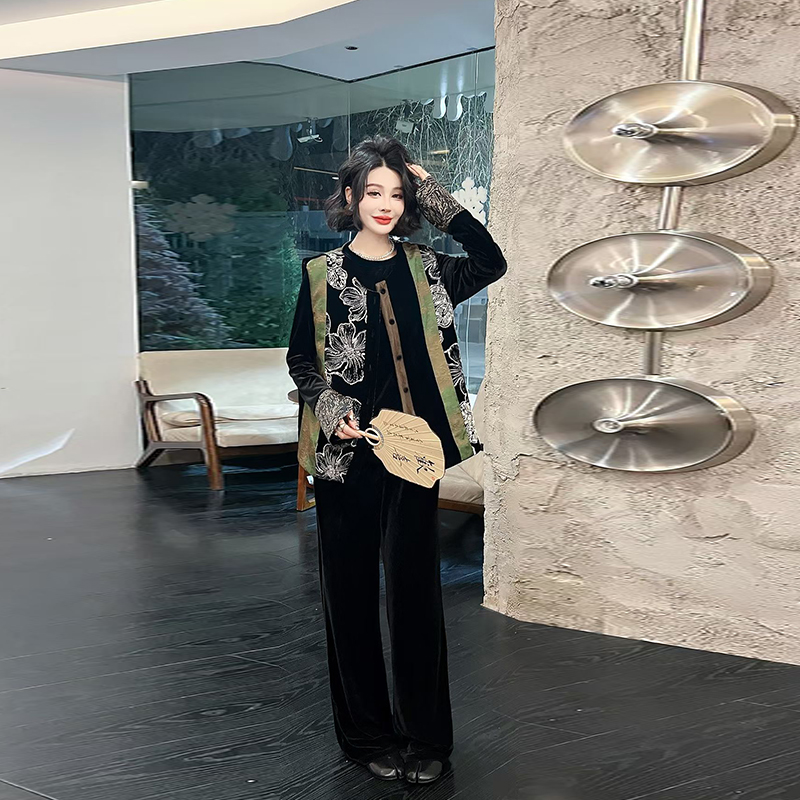 大码女装拼色花朵AB版马甲