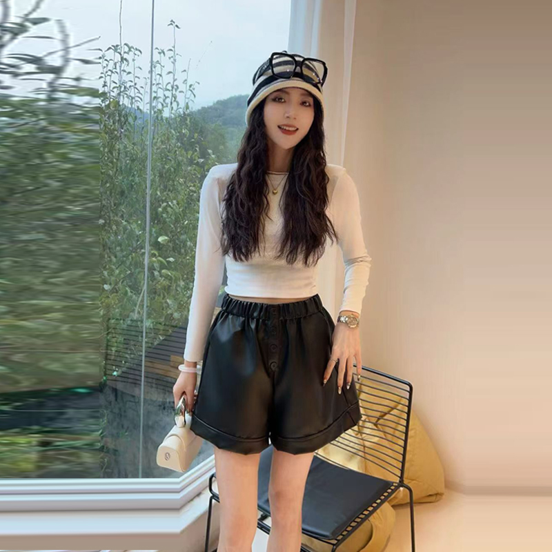 大码女装松紧腰挽脚短裤