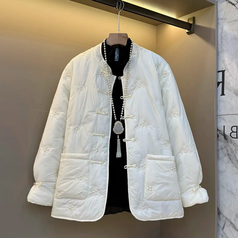 大码女装立领盘扣棉服外套