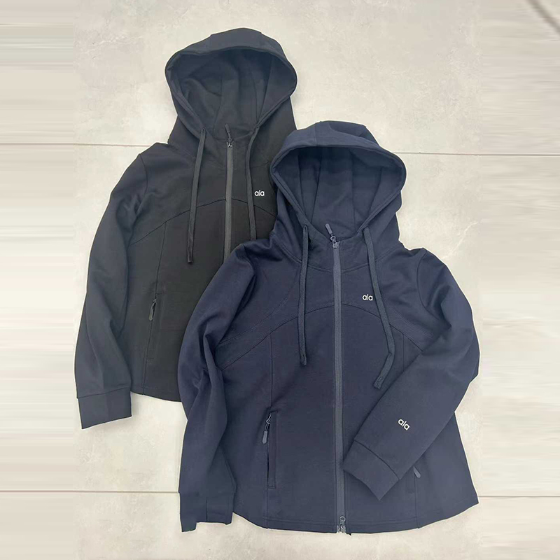 连帽拉链字母袖口长袖卫衣