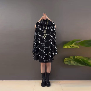 宽松遮肚子胖妹妹韩版 加肥大码 花朵衬衫 翻领长袖 遮臀显瘦上衣 女装