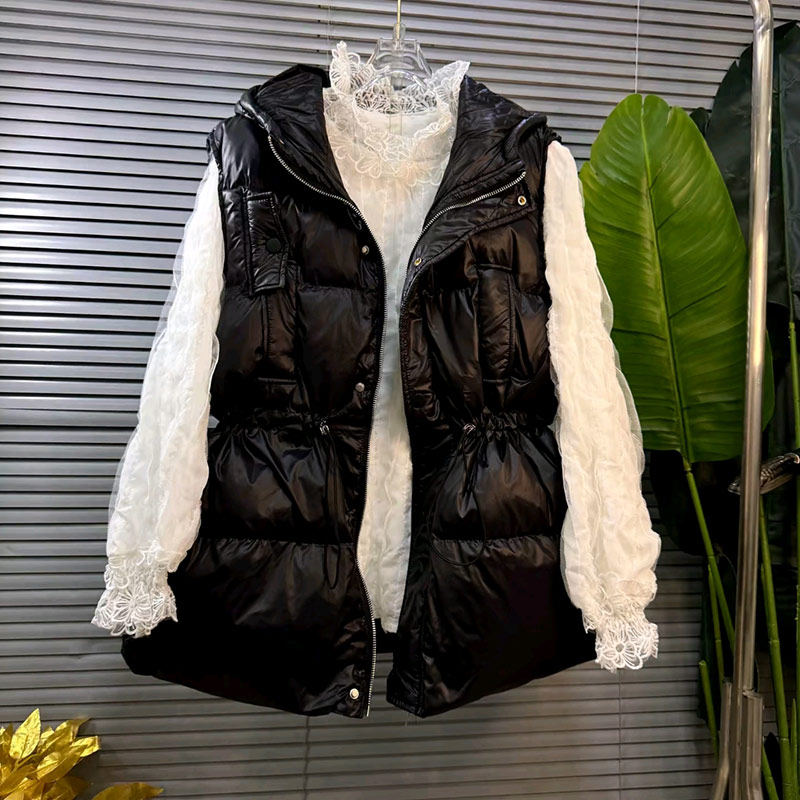 大码女装立领长袖蕾丝打底衫胖妹妹冬季款简约百搭连帽收腰棉马甲,女装/女士精品,大码棉服,淘宝优惠券,粉丝福利购,淘宝优惠卷