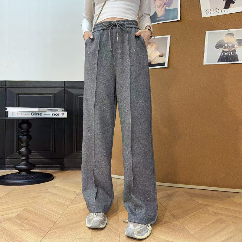 加肥女松紧腰系带前压线阔腿长裤胖妹妹2026新款百搭韩版休闲裤子,女装/女士精品,大码裤装,淘宝优惠券,粉丝福利购,淘宝优惠卷