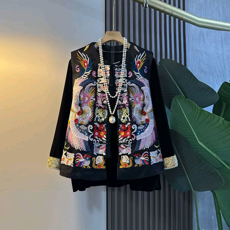 加肥女盘扣刺绣花国风马甲胖妹妹时尚复古风洋气百搭拼色袖口小衫,女装/女士精品,大码内搭,淘宝优惠券,粉丝福利购,淘宝优惠卷