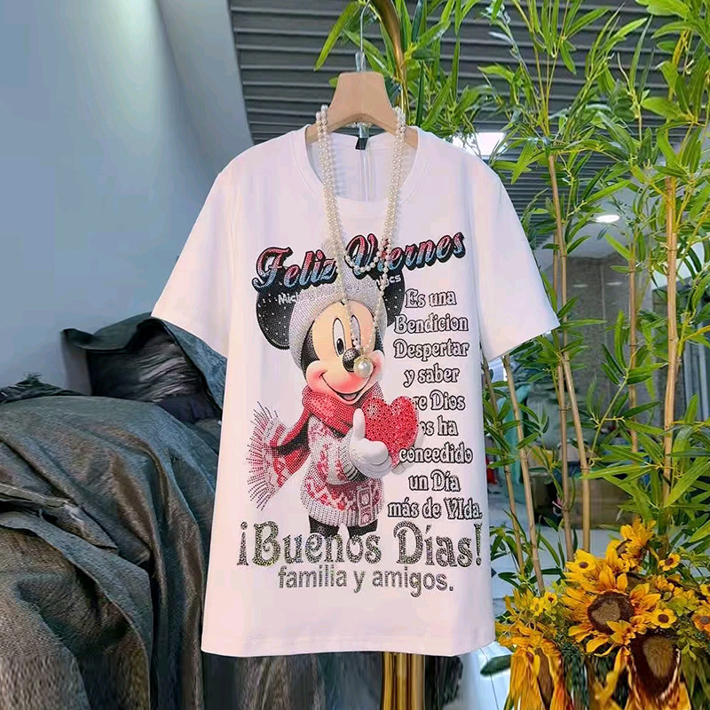 胖妹妹卡通图案短袖T恤衫