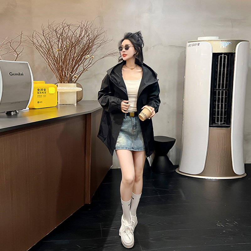 加肥连帽拉链冲锋衣外套