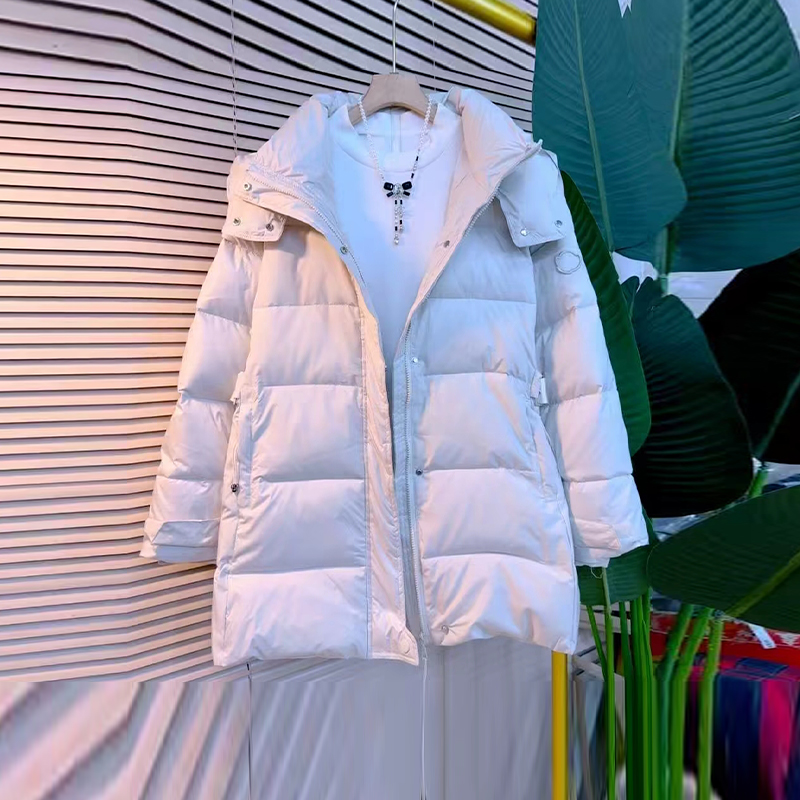 大码女装连帽中长款棉服