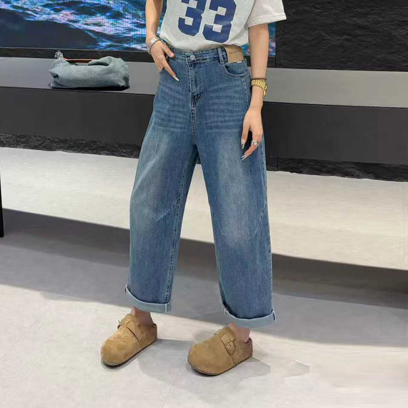 胖MM加肥后腰松紧腰哈伦牛仔长裤大码女装宽松遮胯欧洲站百搭裤子,女装/女士精品,大码裤装,淘宝优惠券,粉丝福利购,淘宝优惠卷
