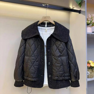 棉服外套韩版 款 大码 冬季 显瘦百搭上衣 女装 胖MM加肥小香风翻领长袖