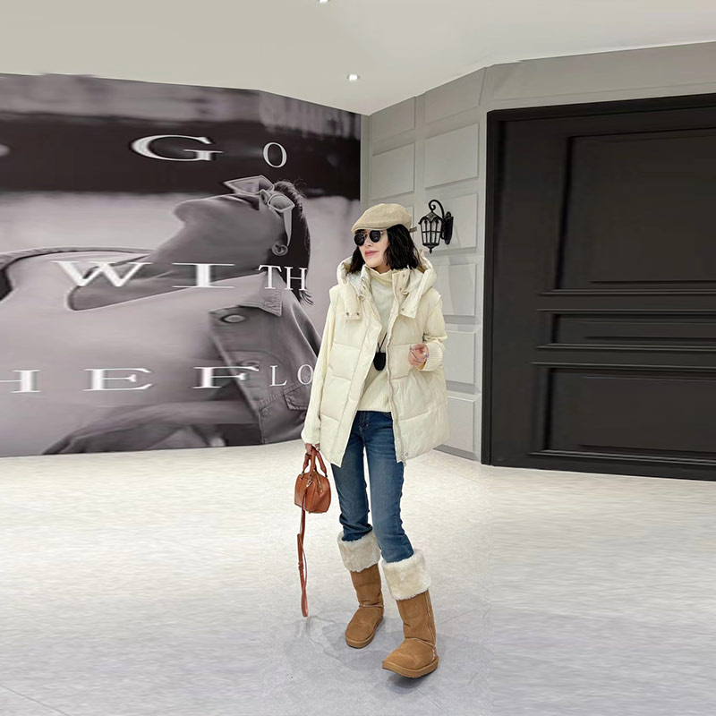 大码女装胖妹妹连帽收棉马甲