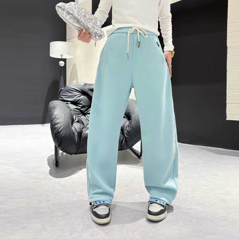 松紧腰系带宽松加绒卫裤