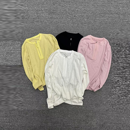 大码圆领半拉链长袖上衣