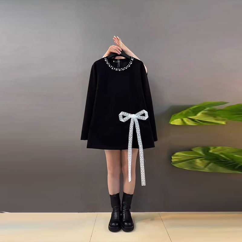 加肥女钉珠领拼蕾丝条长袖上衣胖妹妹宽松遮肚子百搭韩版黑色卫衣,女装/女士精品,大码内搭,淘宝优惠券,粉丝福利购,淘宝优惠卷