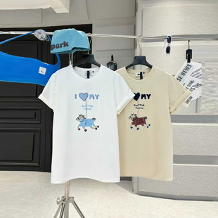 宽松显瘦减龄T恤衫 胖MM卡通图案字母短袖 女装 学院风大码 上衣韩版