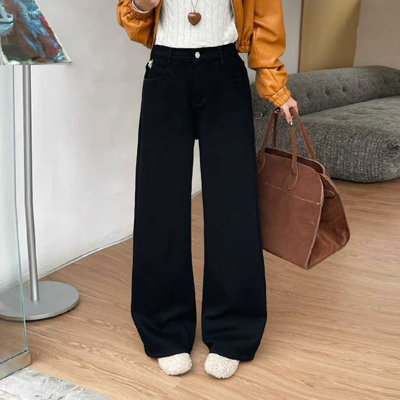 大码加绒拖地阔腿裤子