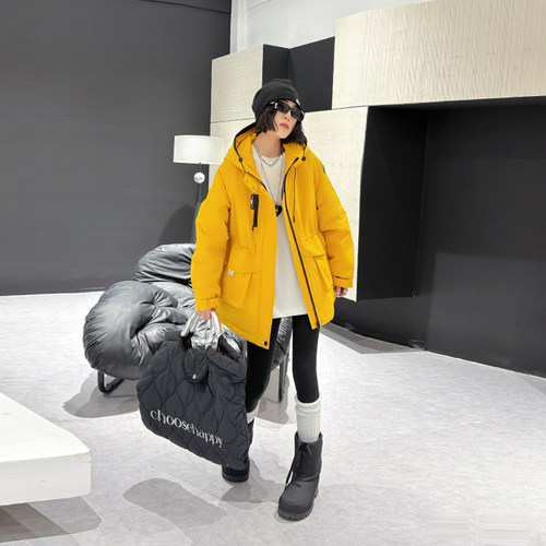 大码女装连帽收腰冲锋衣外套