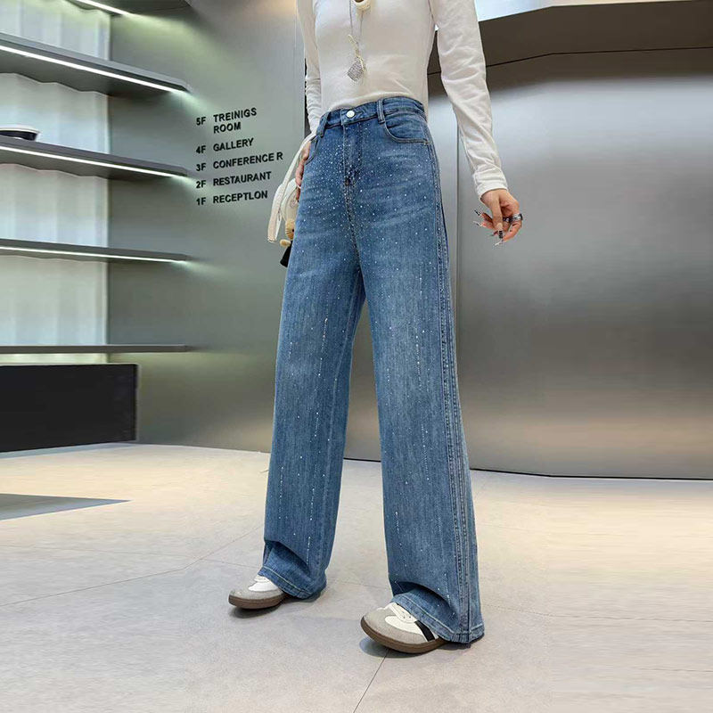 加大码女装满身亮钻阔腿牛仔裤欧洲站宽松遮胯胖妹妹洋气减龄长裤,女装/女士精品,大码裤装,淘宝优惠券,粉丝福利购,淘宝优惠卷