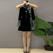 女装 显瘦百搭秋冬款 圆领盘扣拼接时尚 时尚 上衣潮 宽松洋气长袖 大码