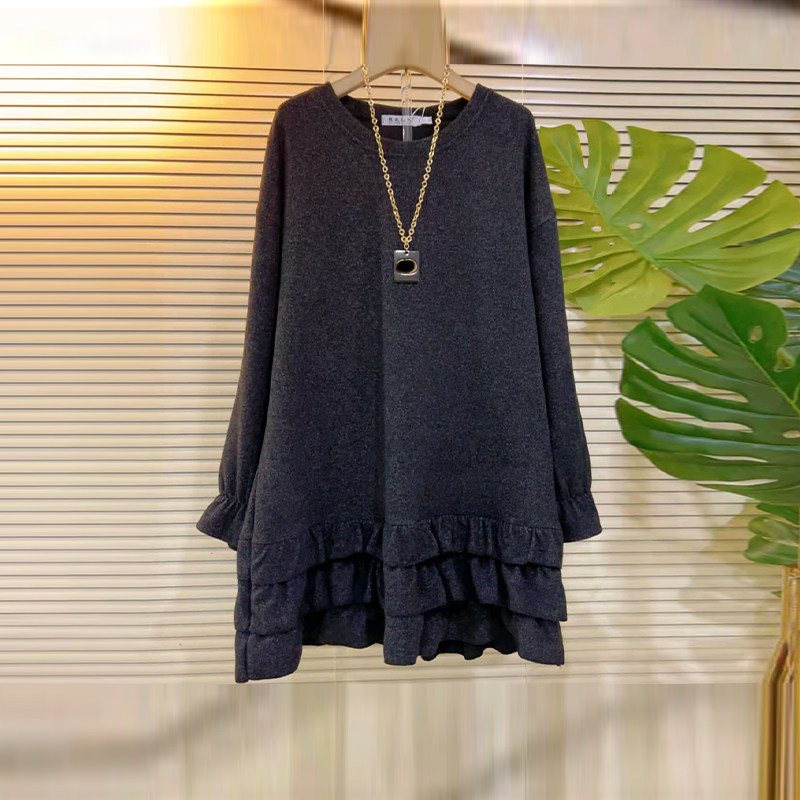 胖妹妹微喇袖口圆领大衫宽松遮肚子大码女装减龄百搭韩版休闲上衣,女装/女士精品,大码内搭,淘宝优惠券,粉丝福利购,淘宝优惠卷