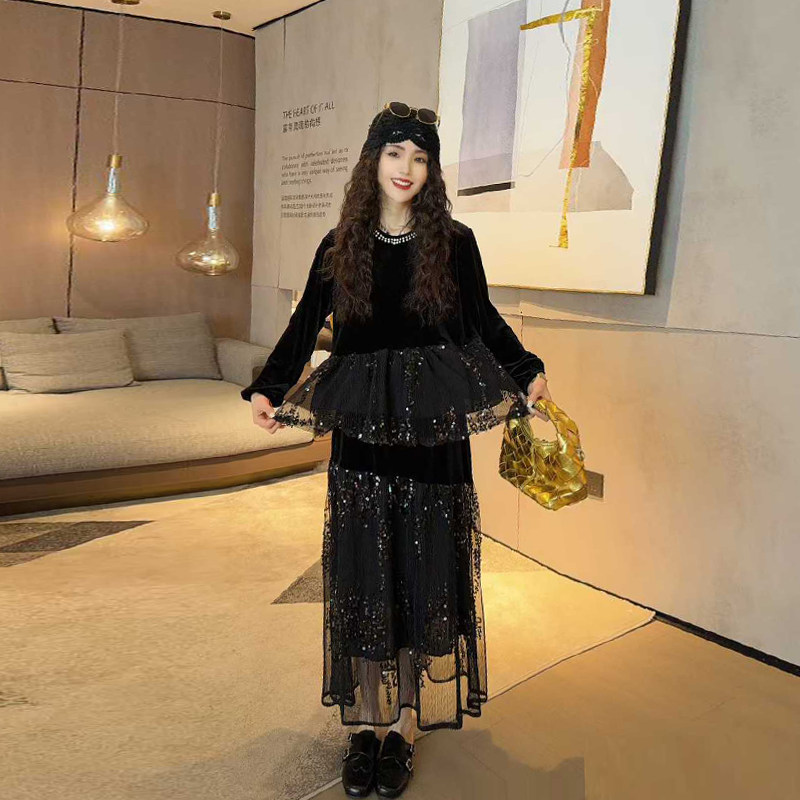 加大码女装钉珠领长袖上衣胖妹妹气质显瘦时尚宽松网纱裙摆半身裙,女装/女士精品,大码内搭,淘宝优惠券,粉丝福利购,淘宝优惠卷