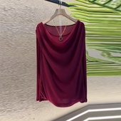 轻熟风百搭韩版 加肥圆领长袖 打底上衣 女装 气质时尚 压褶肩小衫 大码