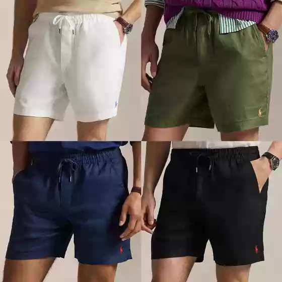 American Ralph Lauren Men's Polo Shorts with Pony Logo in Linen