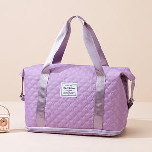 大容量可折叠旅行包女短途行李包多功能收纳旅行袋绣线单肩待产包