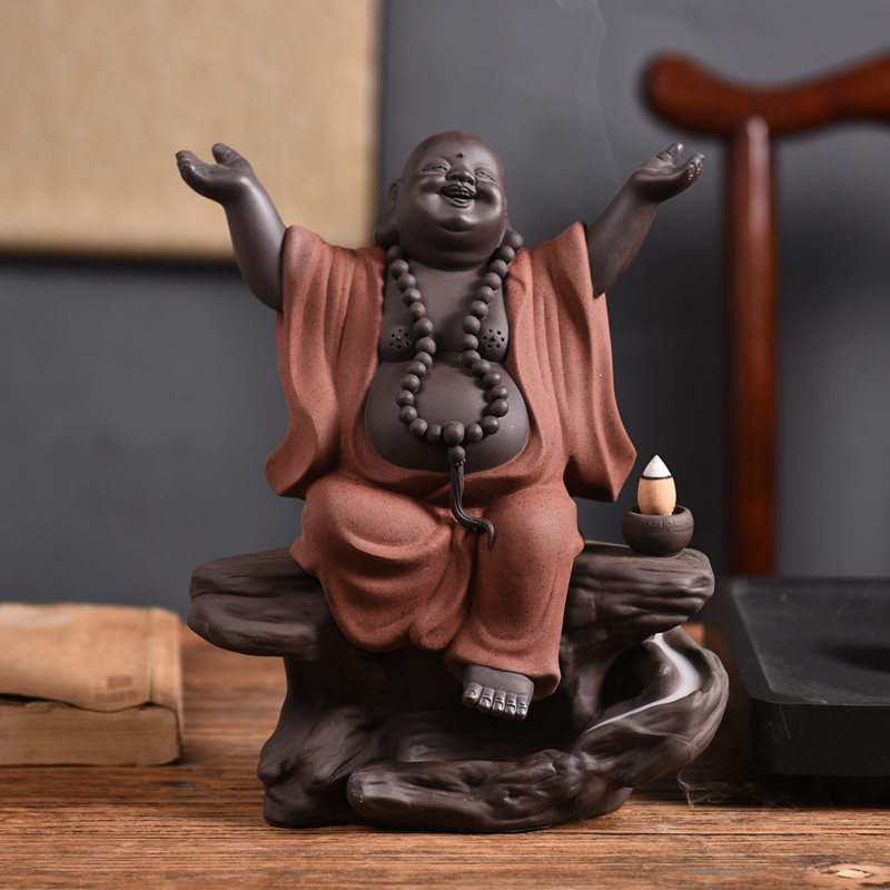 弥勒佛茶宠摆件紫砂达摩