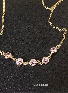 粉色14k金轻奢锆石高级感锁骨链