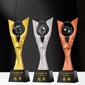 麻将比赛水晶奖杯定制德州扑克冠军雀神桥牌同花顺斗地主掼蛋奖牌