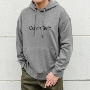 美国Calvin Klein 男女CK宽松落肩连帽卫衣棉质春秋刺绣套头帽衫
