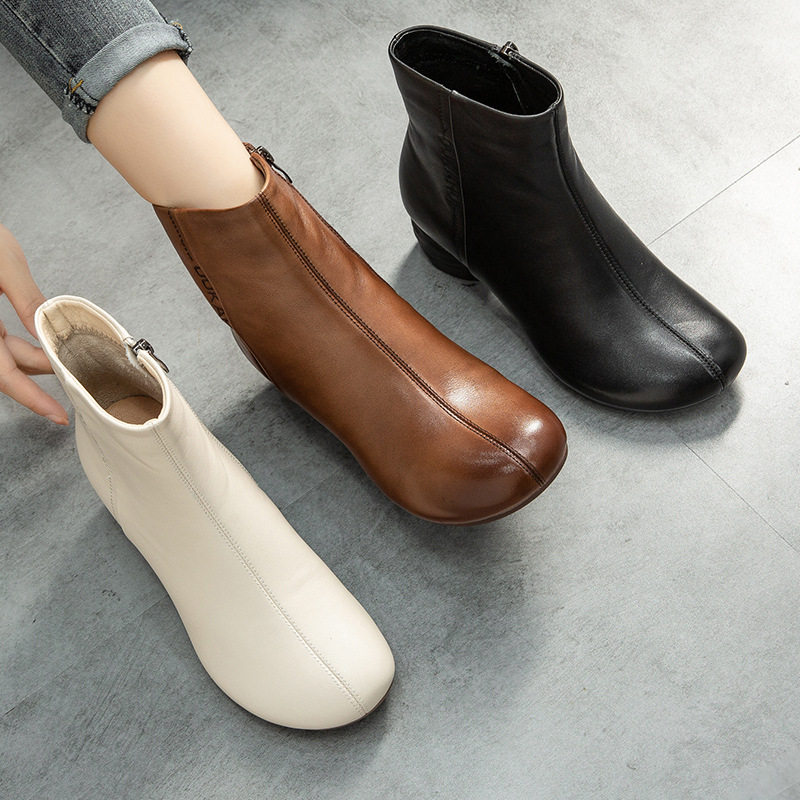 202中跟妈妈皮靴单鞋2023秋冬新粗跟软底防滑中老年简约加绒棉靴,女鞋,浅口单鞋,淘宝优惠券,粉丝福利购,淘宝优惠卷