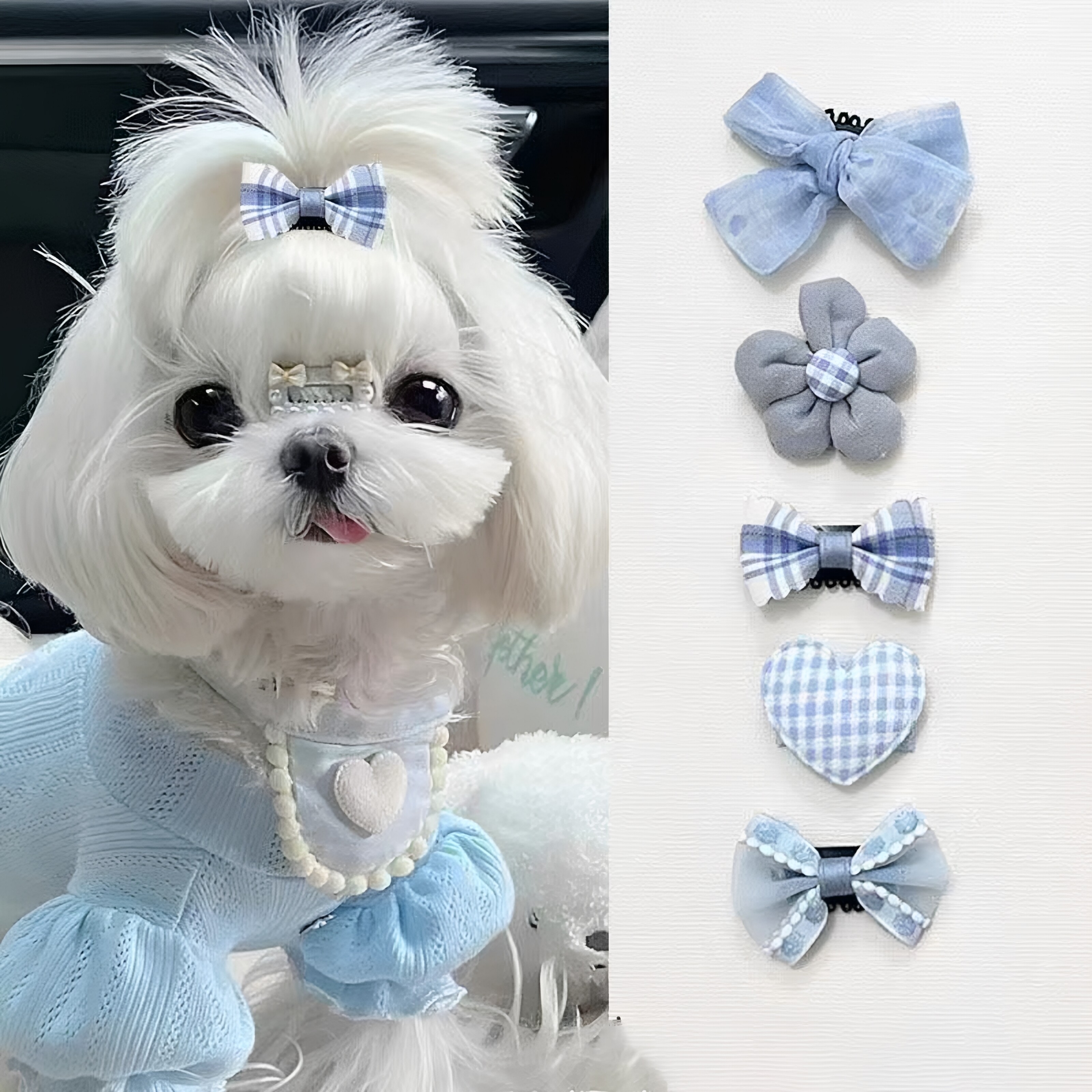 小型犬卡通蝴蝶结宠物发夹