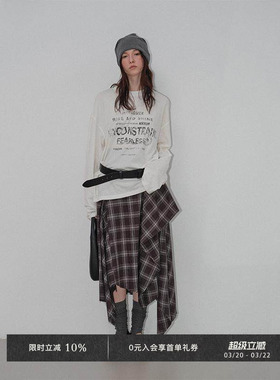 Veega Chic 天然亚麻棉混纺材质美式做旧印花宽松休闲T恤