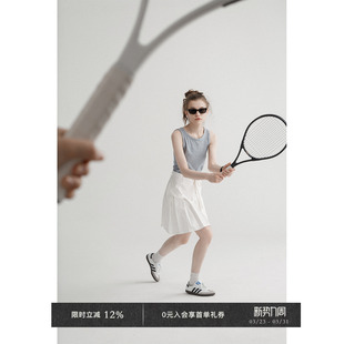 两色腰袢缝片抽绳装 ss设计师款 饰百褶运动通勤半裙女 Chic Veega