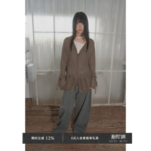 羊驼羊毛原创图案绣花镂空抽绳宽松毛开衫 Veega Chic