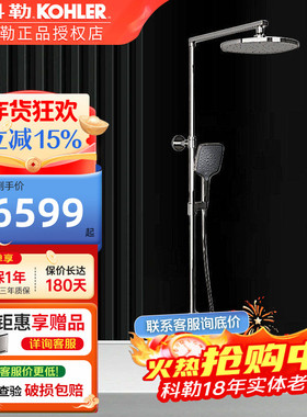 科勒柏诗三出水淋浴柱全铜钛空银恒温花洒明装挂墙式淋浴K-73111T