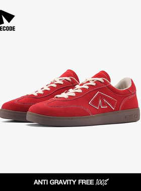 FOECODE 新款经典男女板鞋翻毛皮复古德训鞋 运动休闲平底鞋红色