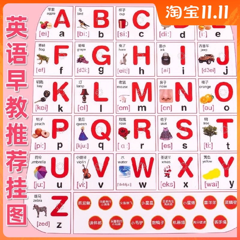 26个英文字母有声挂图二十六英语字母表发声墙贴abcd