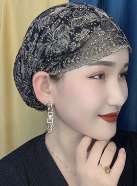 夏季回族纱巾头巾帽子新款爆款包头妈妈帽时尚遮发套头帽女士薄款