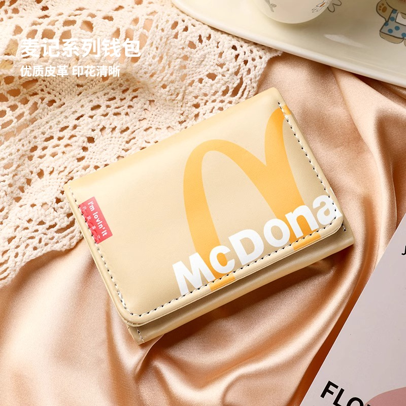 麦麦短款三折钱包原创可爱卡通设计零钱包卡包多卡位学生钱包