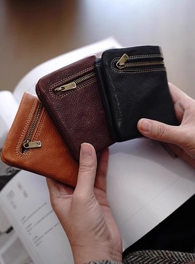 小众设计植鞣柔软复古疯马皮小巧多卡位卡包女短款多功能钱包钱夹