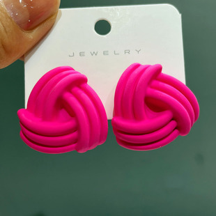 螺旋糖果色耳钉女小众高级感夸张耳环2026新款爆款纯银针简约耳饰