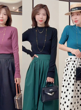 【北岛星河】小个子半高领中袖T恤女新款修身显瘦百搭上衣 250808